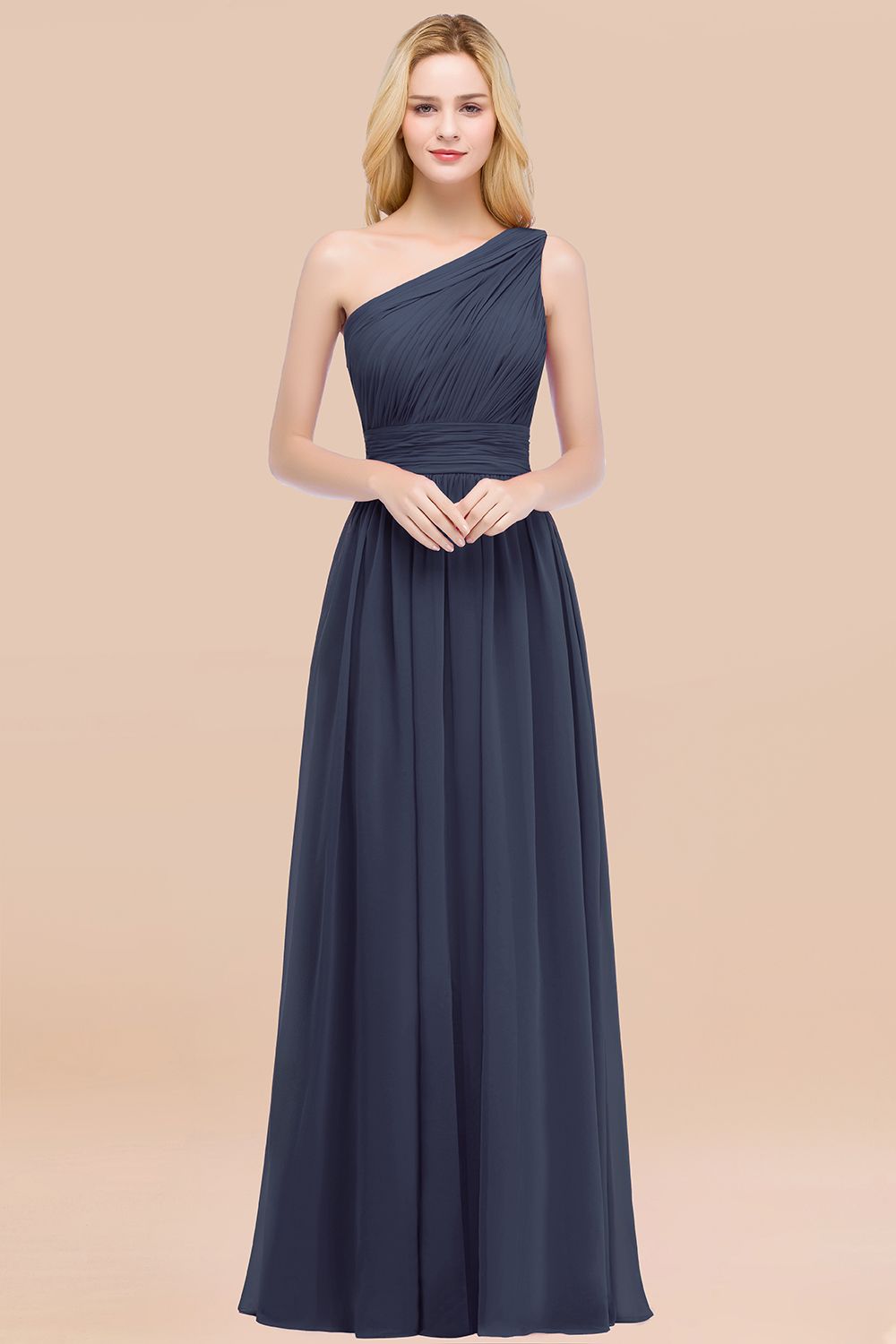 Chic One-shoulder Sleeveless Burgundy Chiffon Bridesmaid Dresses Online