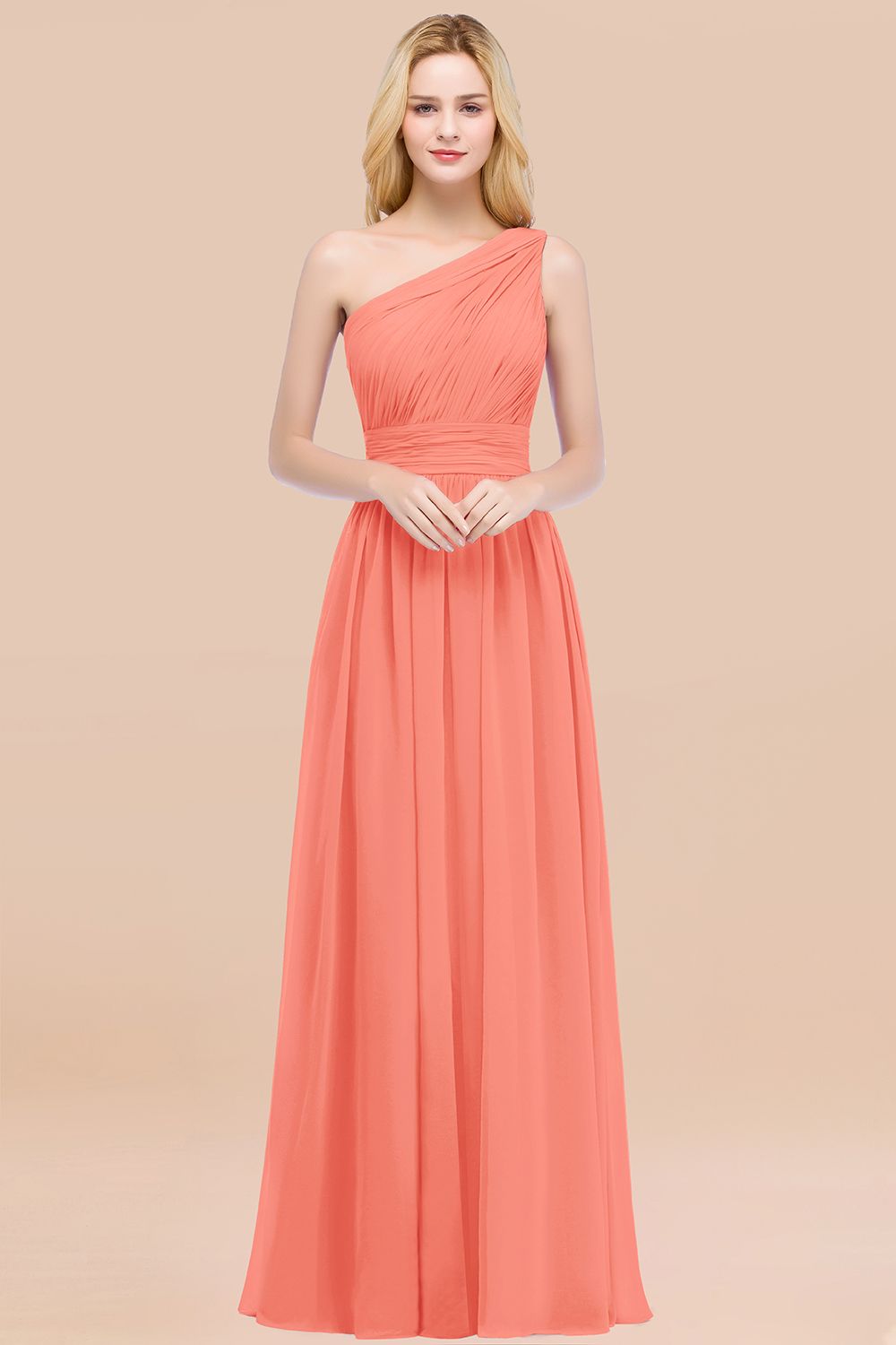 Chic One-shoulder Sleeveless Burgundy Chiffon Bridesmaid Dresses Online