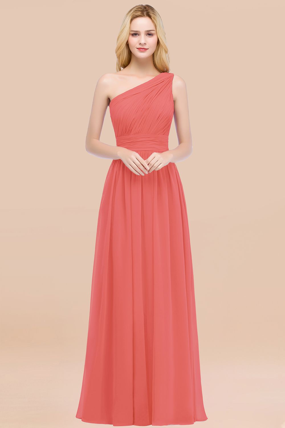 Chic One-shoulder Sleeveless Burgundy Chiffon Bridesmaid Dresses Online