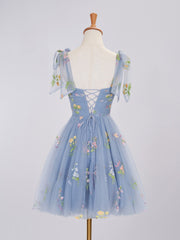 Claire A-Line Short Sweetheart Tulle Floral Homecoming Dress