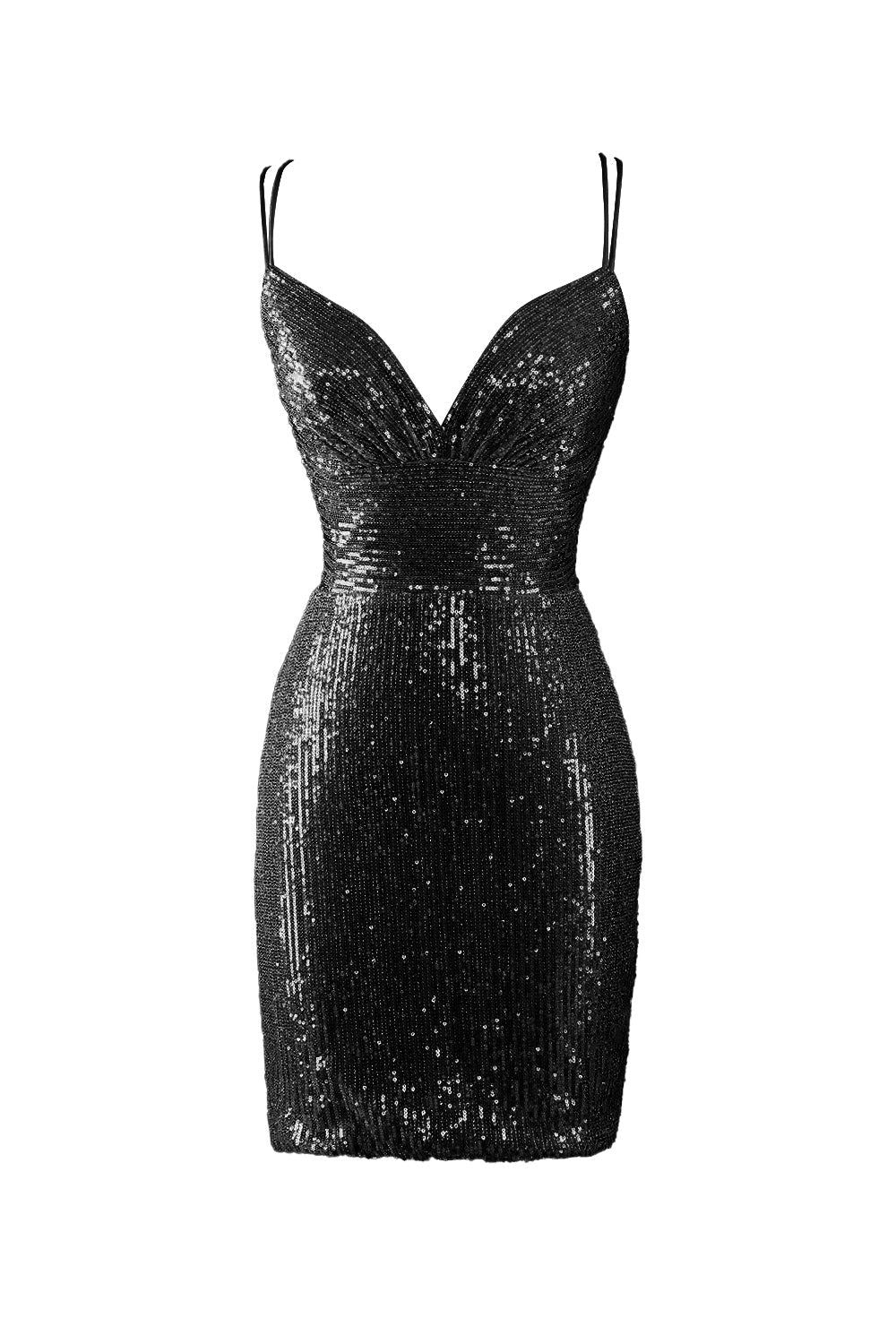 Nigella Bodycon V-Neck Blue Sequined Homecoming Dress