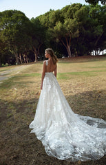 Deep V-Neck Appliques Wedding Dress Sleeveless Online