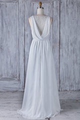 Elegant A-Line Chiffon Wedding Dress Appliques Ruffles Draped Back Bridal Gowns Online