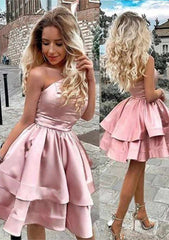 A-Line Princess One-Shoulder Charmeuse Homecoming Dress with Ruffles