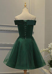 A-Line Square Neck Sleeveless Tulle Satin Homecoming Dress with Appliqued Beading