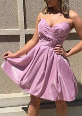 A-Line Sweetheart Sleeveless Metallic Yarn Homecoming Dress