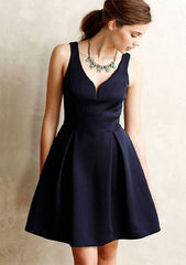 A-Line V-Neck Sleeveless Satin Homecoming Dress