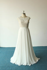 Elegant A-line White Chiffon Wedding Dress Sleeveless Appliques Bridal Gowns On Sale