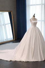 Elegant Ball Gown Straps Square-Neck Wedding Dress Ruffles Sleeveless Bridal Gowns Online