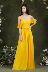 Elegant Chiffon Bridesmaid Dress Ruffles With Pockets