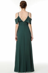 Elegant Cold-shoulder Flounced Crinkle Backless Bridesmaid Dresses Affordable