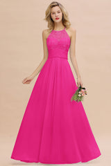 Elegant Jewel Ruffle Affordable Chiffon Bridesmaid Dress with Appliques