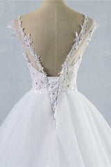 Elegant Jewel Tulles Lace Wedding Dress Sleeveless Appliques Beadings Bridal Gowns Online