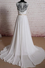 Elegant Lace Chiffon A-line Wedding Dress Online