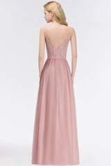 Elegant Lace Keyhole Halter Dusty Rose Chiffon Bridesmaid Dress Affordable