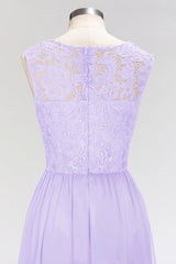 Elegant Lace Sleeveless Pleated Lavender Bridesmaid Dresses Online