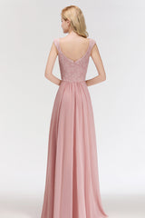 Elegant Lace Sweetheart Bridesmaid Dress Online Dusty Rose Chiffon Wedding Party Dress