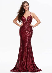 Elegant Sparkling Trumpet/Mermaid V-Neck Prom Dress/Evening Dress