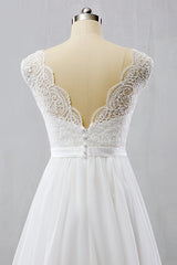 Elegant Straps Sleeveless Chiffon Wedding Dresses White A-line Bridal Gowns Online