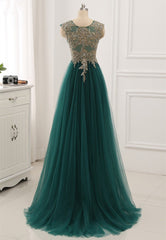 Elegant Tulle Jewel Beading Appliques Prom Dresses with Ruffles Online