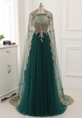 Elegant Tulle Jewel Beading Appliques Prom Dresses with Ruffles Online