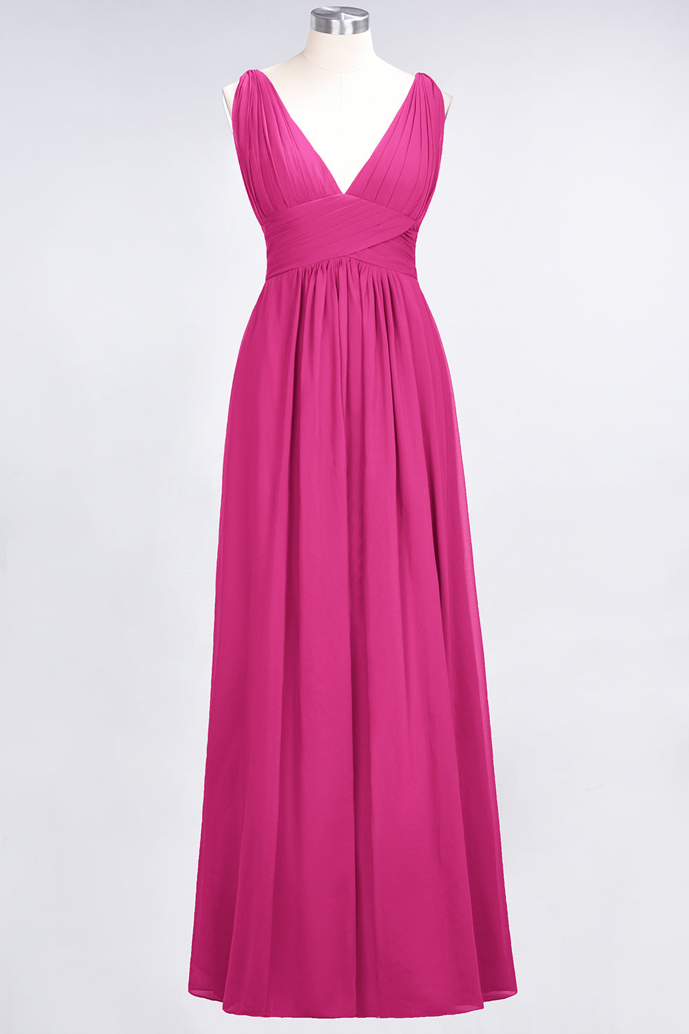 Elegant V-Neck Burgundy Chiffon Affordable Bridesmaid Dress with Ruffle