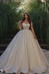 Elegant Long Sweetheart Sleeveless Off-The-Shoulder A-Line Lace Wedding Dress with Ruffles