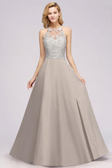 Exquisite Sleeveless Slit Lace Affordable Bridesmaid Dresses with Beadings