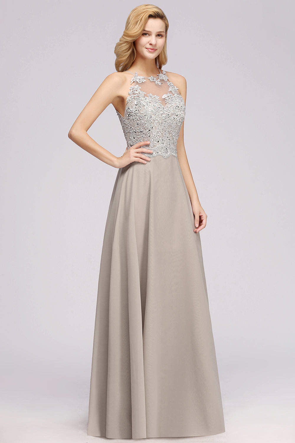 Exquisite Sleeveless Slit Lace Affordable Bridesmaid Dresses with Beadings