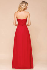 Exuqisite Sweetheart Ruffle Red Bridesmaid Dresses with Appliques