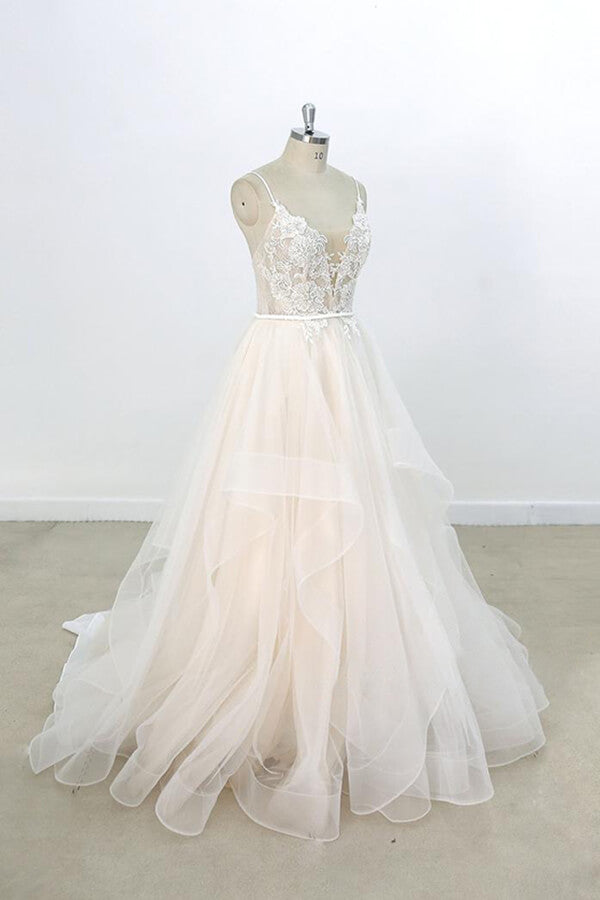 Eye-catching Appliques Tulle A-line Wedding Dress On Sale