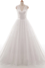 Eye-catching V-neck Tulle A-line Wedding Dress On Sale