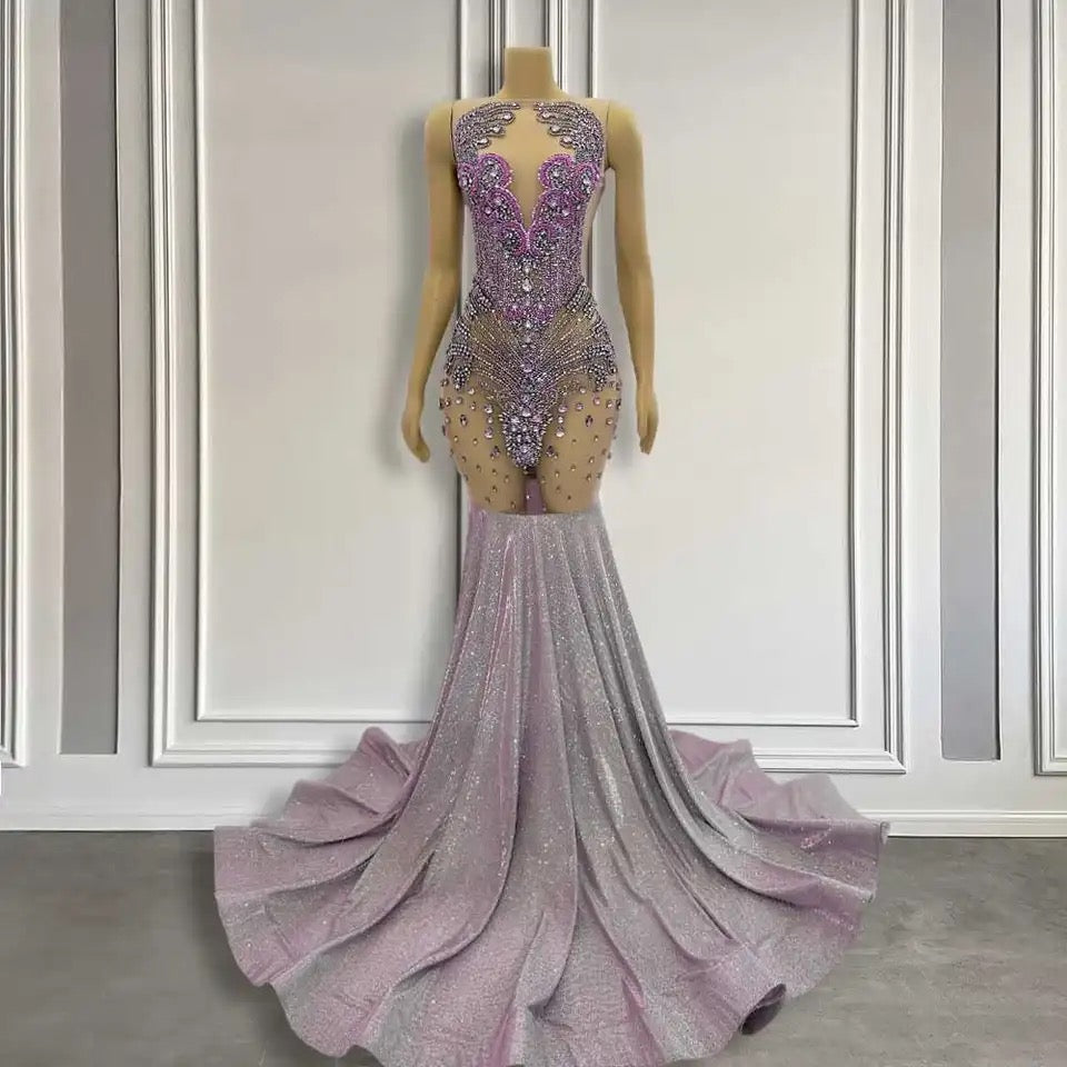 Beautiful Purple Long Mermaid Formal Dresses Sleeveless with Beads
