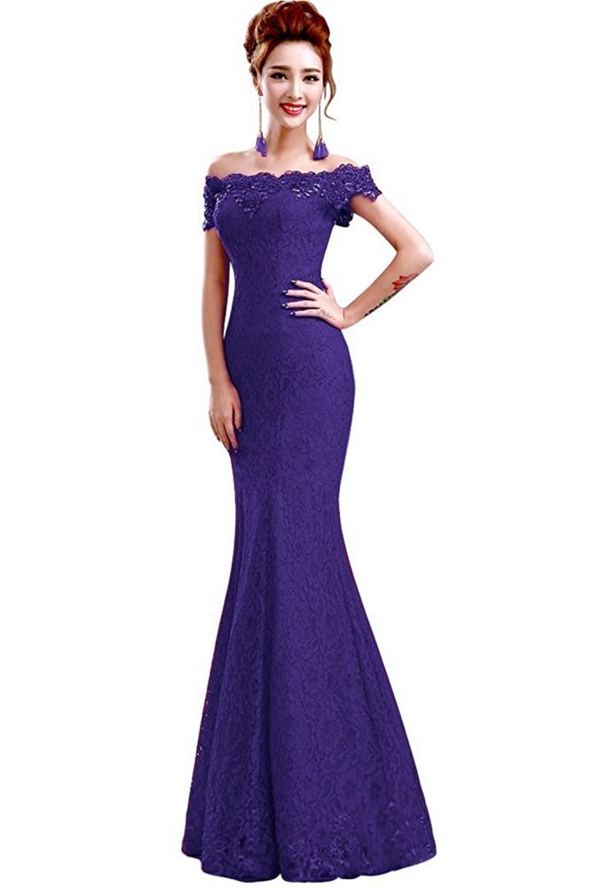 Gorgeous Off Shoulder Floor-Length Mermaid Lace Bridesmaid Dresses