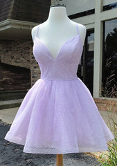 Glam Up in Style: A-Line V-Neck Sleeveless Organza Short/Mini Homecoming Dress With Glitter