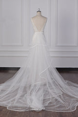 Glamorous Jewel Beadings Sheath Wedding Dress Tulle Beadings Appliques Bridal Gowns On Sale