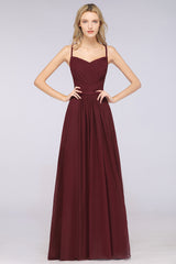 Glamorous Spaghetti Straps Sweetheart Ruffle Chiffon Bridesmaid Dress Online