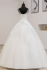 Glamorous Sweetheart Tulle Lace Wedding Dress Ball Gown Sleeveless Appliques Ball Gowns On Sale