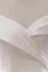 Glamorous White Satin Ruffles Wedding Dresses Off-the-shoulder A-line Bridal Gowns Online