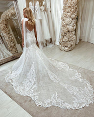 Glorious Lace Mermaid Wedding Dress Sleeveless Online