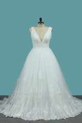 Gorgeous A-Line Tulle Wedding Dress Sleeveless Lace Pearls Bridal Gowns On Sale