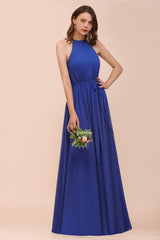 Gorgeous Affordable Chiffon Ruffle Royal Blue Bridesmaid Dress