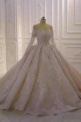 Gorgeous Ball Gown Strapless Sequins Wedding Dress Long Sleeves Tulle Lace Bridal Gowns On Sale