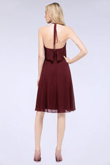 Gorgeous Halter Sleeveless Chiffon Short Bridesmaid Dress with Ruffle