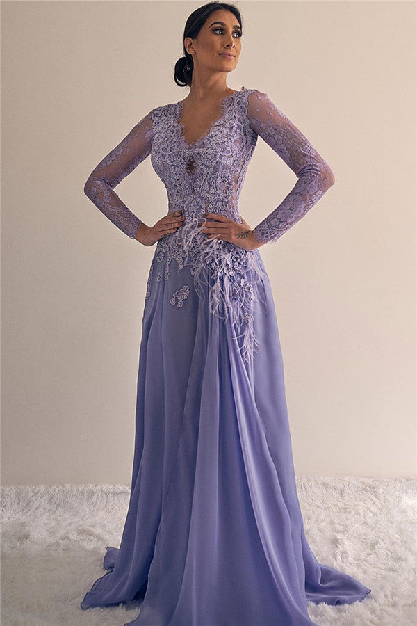 Gorgeous Long Sleeves Prom Dress Long With Appliques