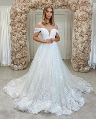 Gorgeous Off-the-Shoulder Lace Wedding Dress On Sale