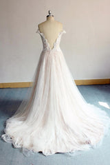 Gorgeous Off-the-shoulder Sweetheart Appliques Wedding Dresses A-line Lace Ruffles Bridal Gowns On Sale