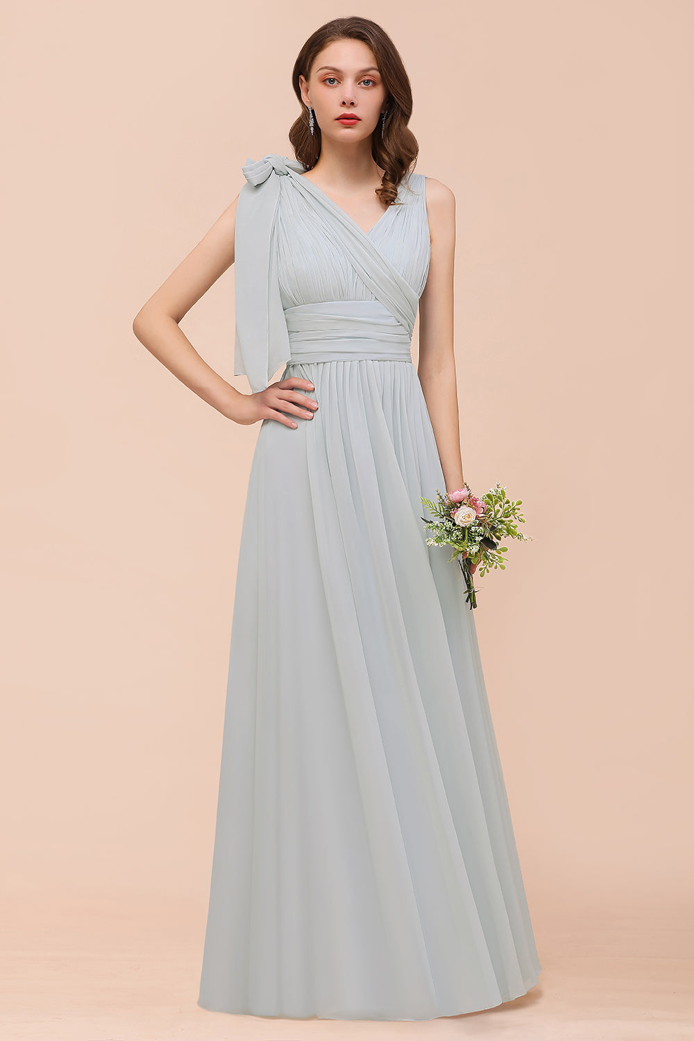 Gorgeous Ruffle Convertible Mist Chiffon Bridesmaid Dresses Online