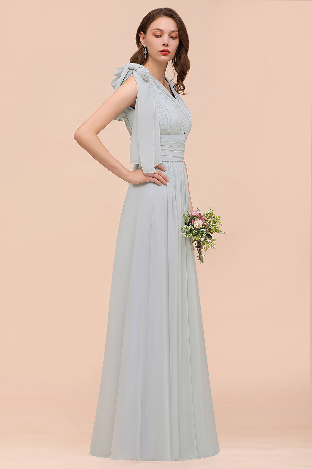 Gorgeous Ruffle Convertible Mist Chiffon Bridesmaid Dresses Online