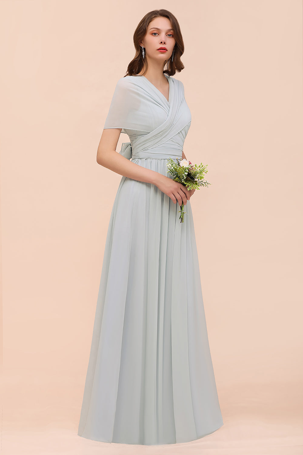 Gorgeous Ruffle Convertible Mist Chiffon Bridesmaid Dresses Online